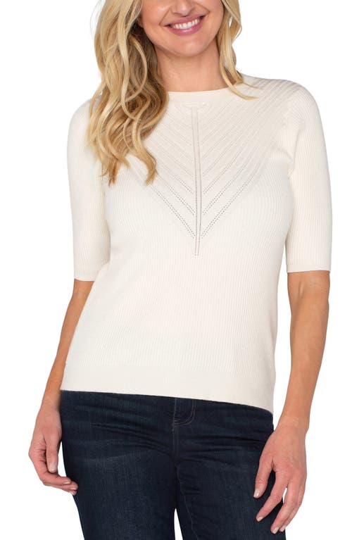 Shop Liverpool Elbow Sleeve Rib Sweater In Vintage White