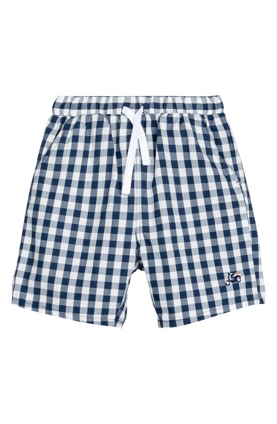Miles The Label Kids' Gingham Organic Cotton Drawstring Shorts In Navy