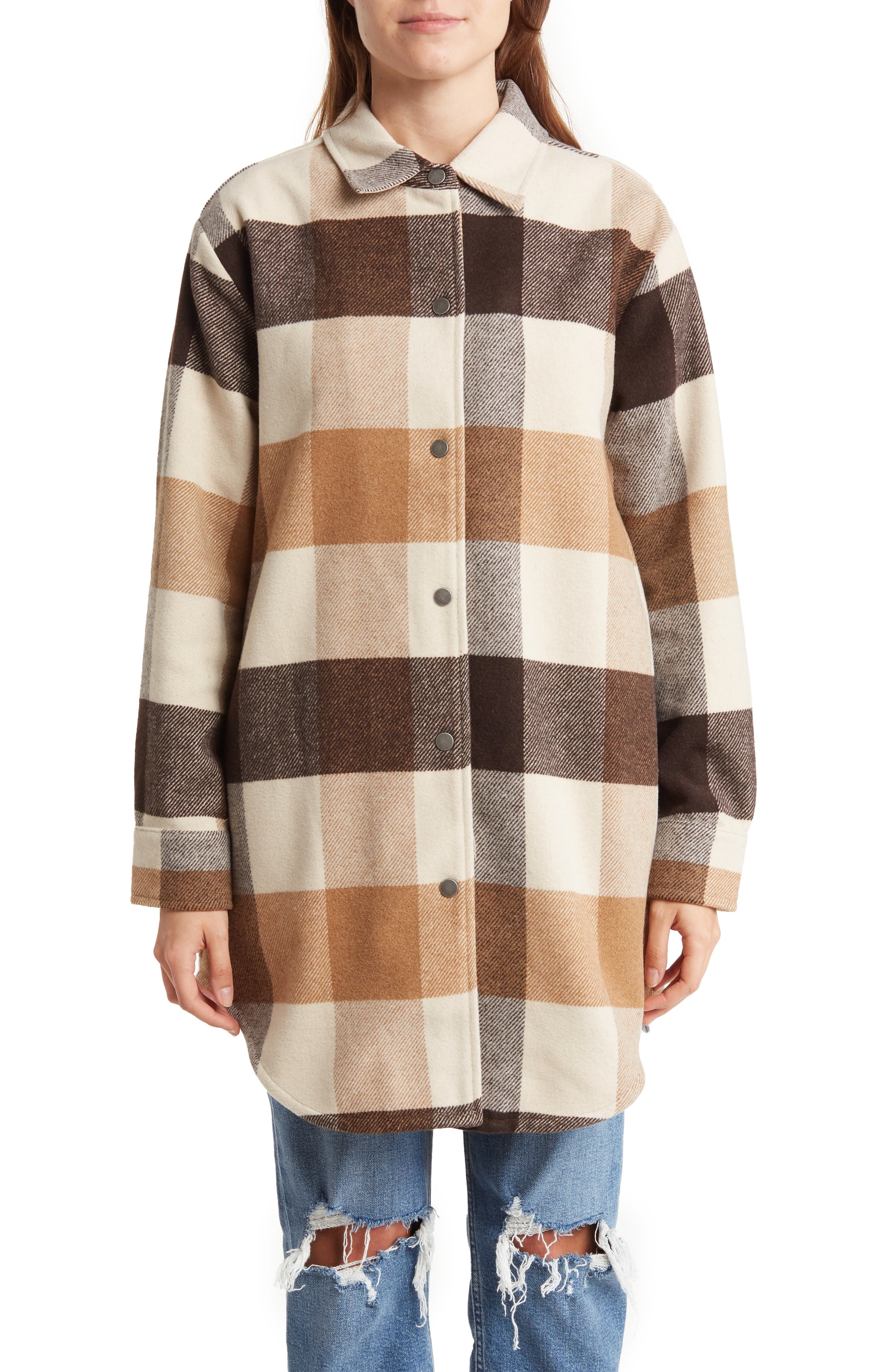 Rdi Buffalo Check Plaid Shacket in 25Vr Brown at Nordstrom Rack, Size Small