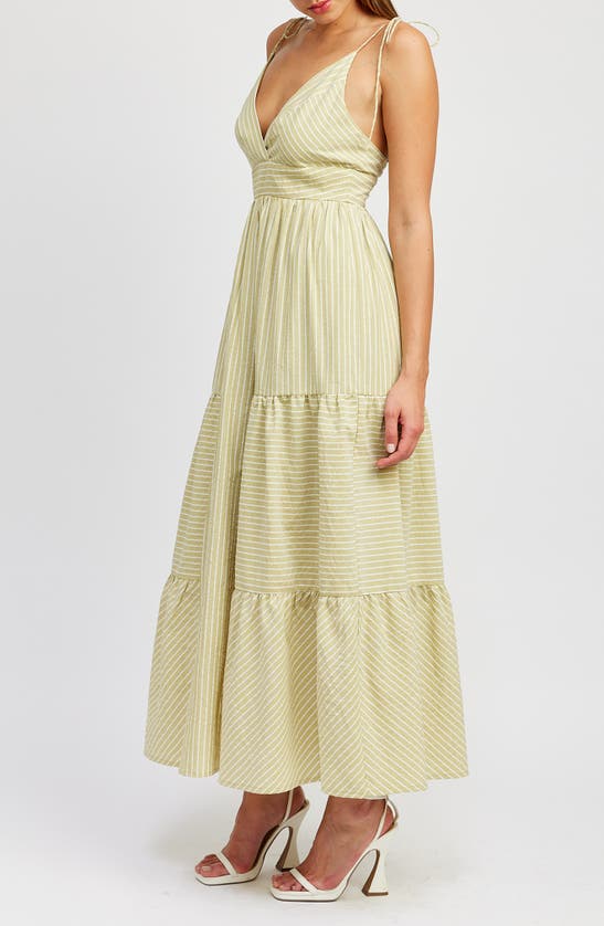 Shop En Saison Amara Stripe Cotton Blend Maxi Dress In Spring Green