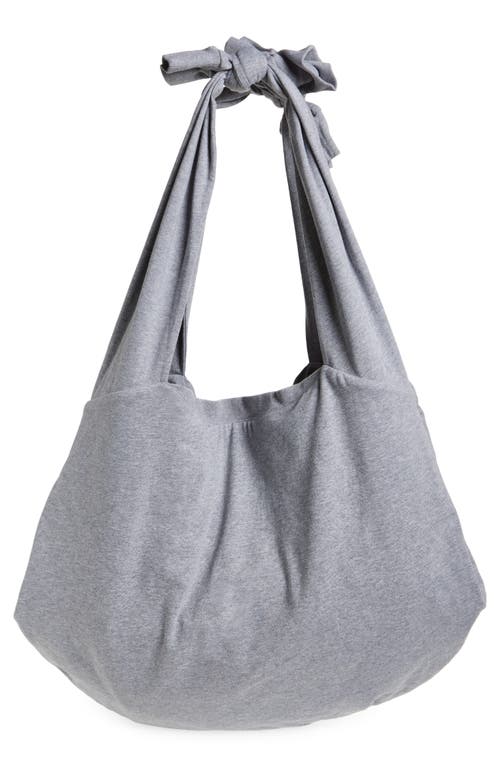 Shop Balenciaga 3b Logo Jersey Hobo Bag In Heather Grey