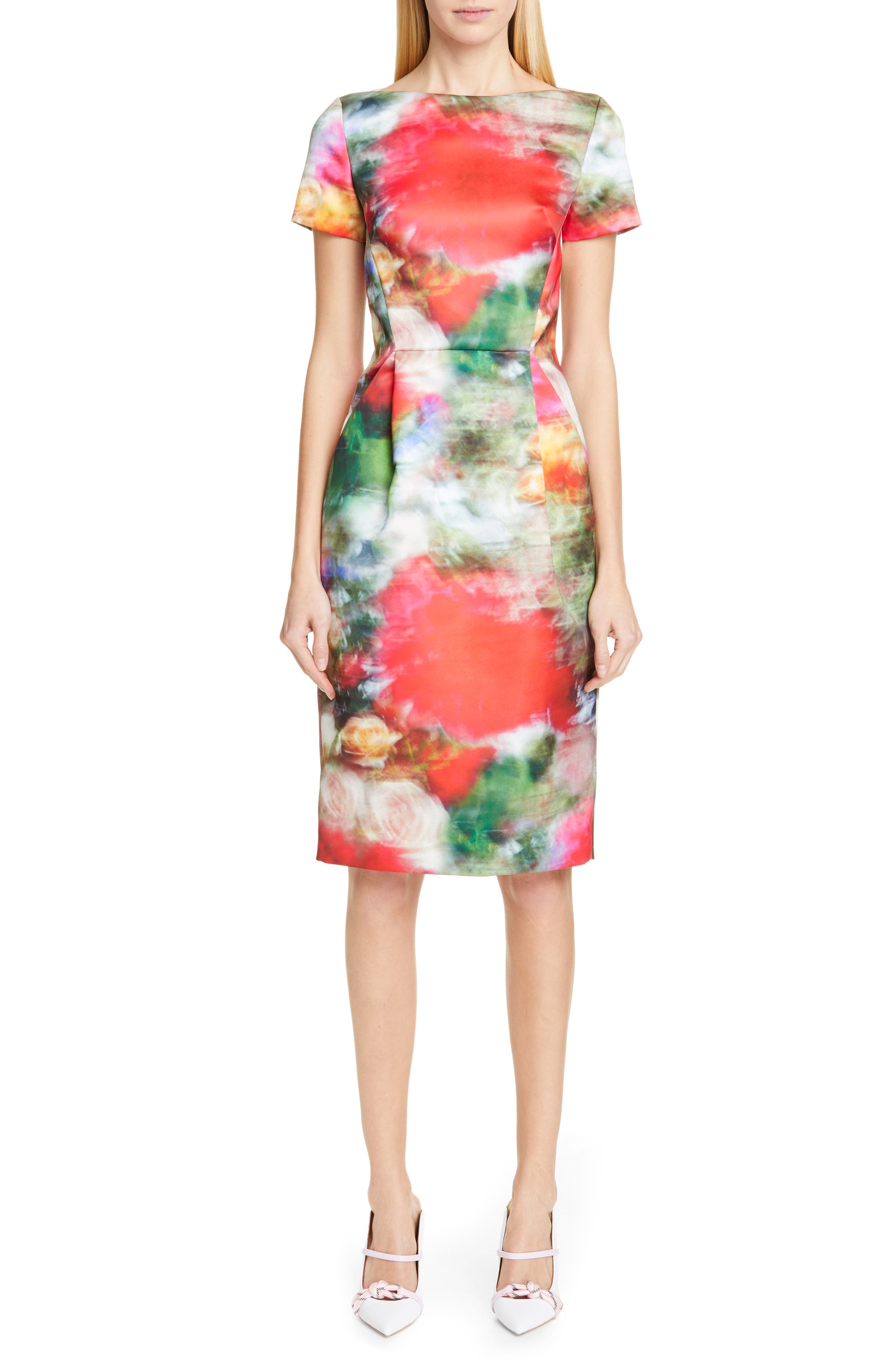 Adam Lippes Duchesse Satin Sheath Dress, Red