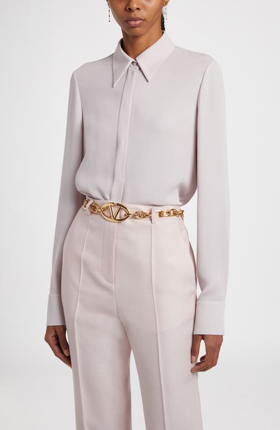 Valentino Silk Georgette Button-up Shirt In Grey Rose