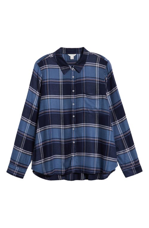 Shop Caslonr Caslon(r) Flannel Button-up Shirt In Navy- Blue Noelle Plaid