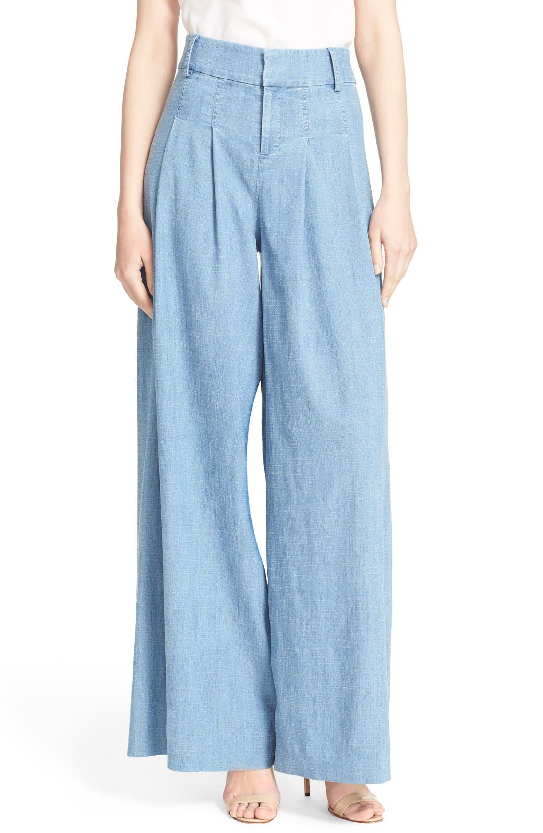 Olivia 'Trudie' Wide Leg Chambray Pants 