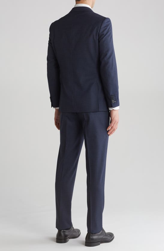 English Laundry Plaid Trim Fit Wool Blend Two-piece Suit In Navy