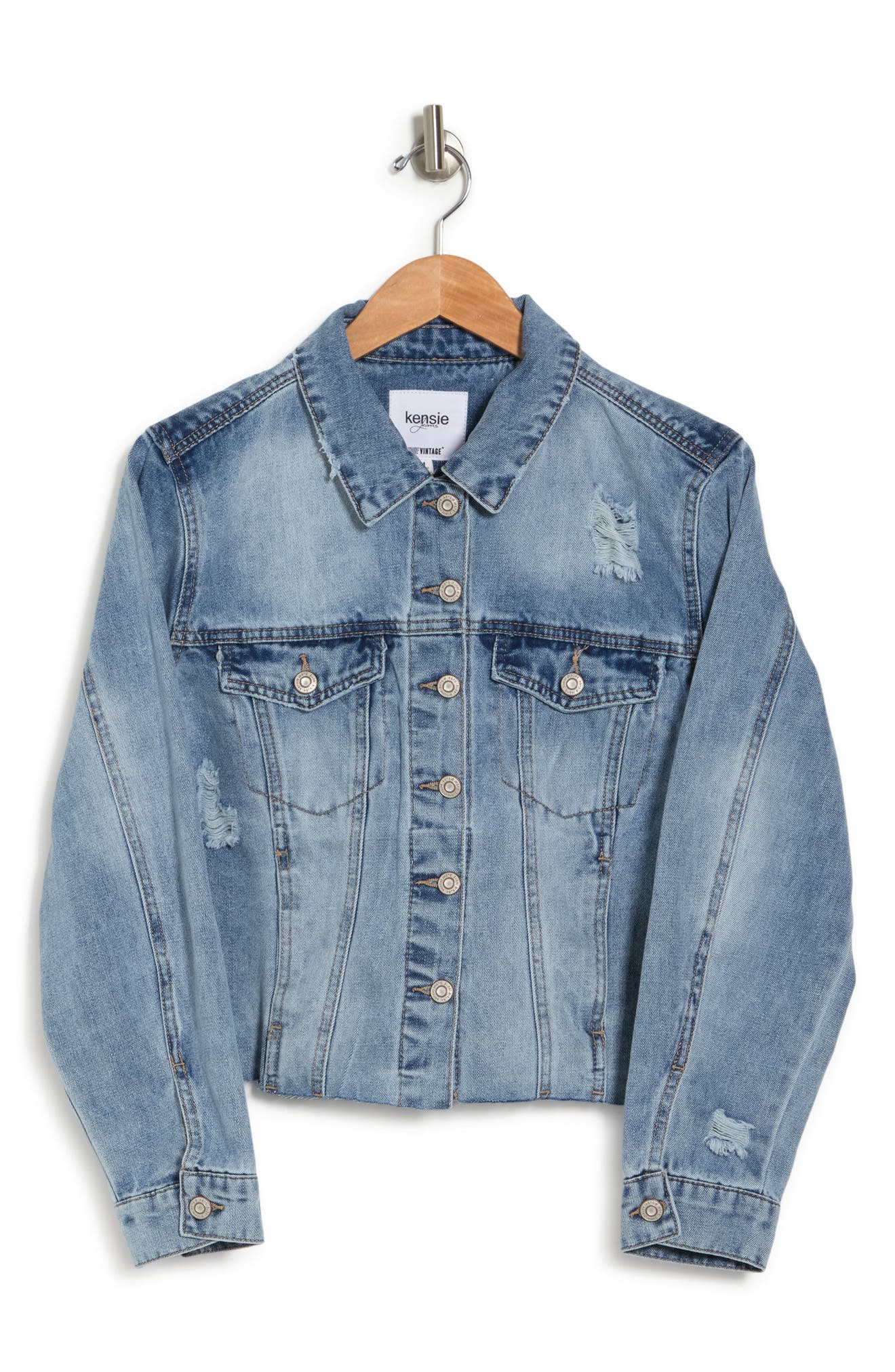 Kensie Distressed Raw Hem Cropped Denim 