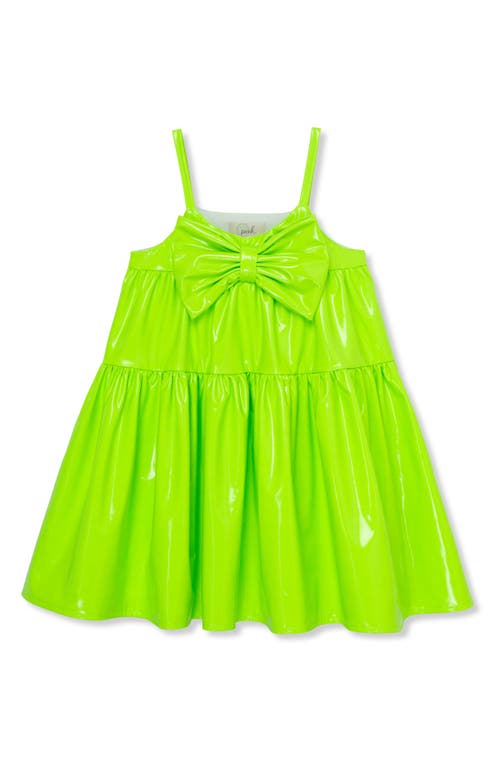 Peek Aren'T You Curious Kids' Bow Detail Faux Leather Dress Lime at Nordstrom,