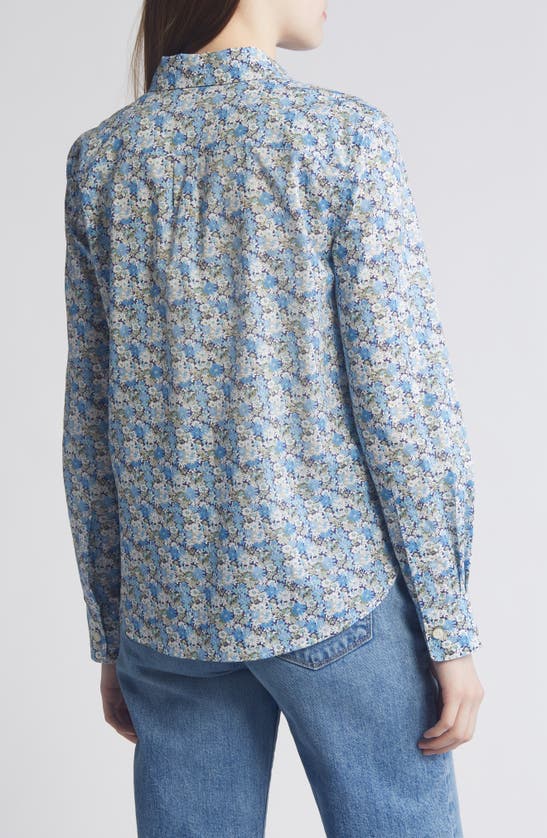 Shop Liberty London Floral Fitted Button-up Shirt In Light Blue