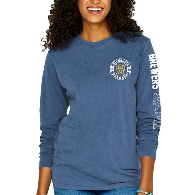 Shop Soft As A Grape Blue Milwaukee Brewers Pigment-dyed Long Sleeve T-shirt
