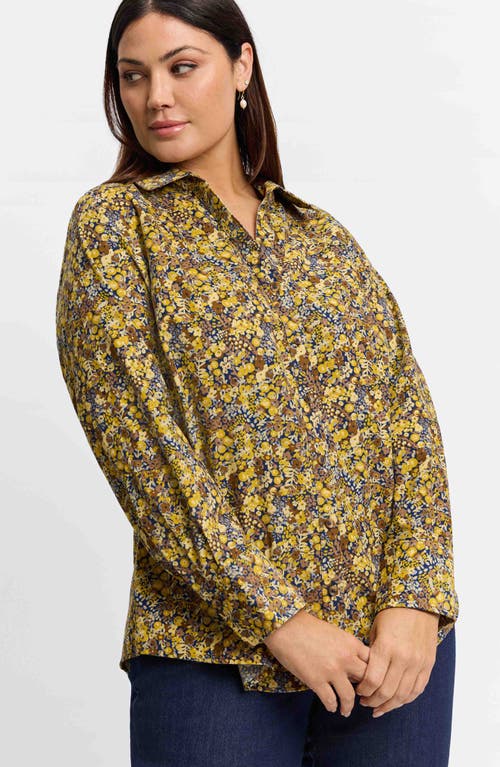 Foxcroft Mary Ditsy Floral Cotton Corduroy Button-up Shirt In Yellow