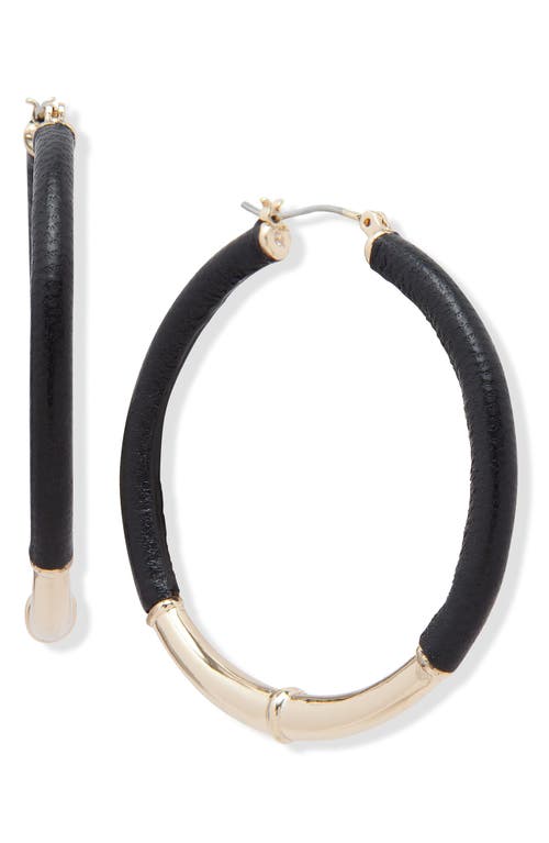 Lauren Ralph Lauren Leather Hoop Earrings in Black at Nordstrom