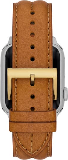 Tory Burch The Kira Luggage Leather Strap For Apple Watch 38mm/40mm/41mm In  Brown