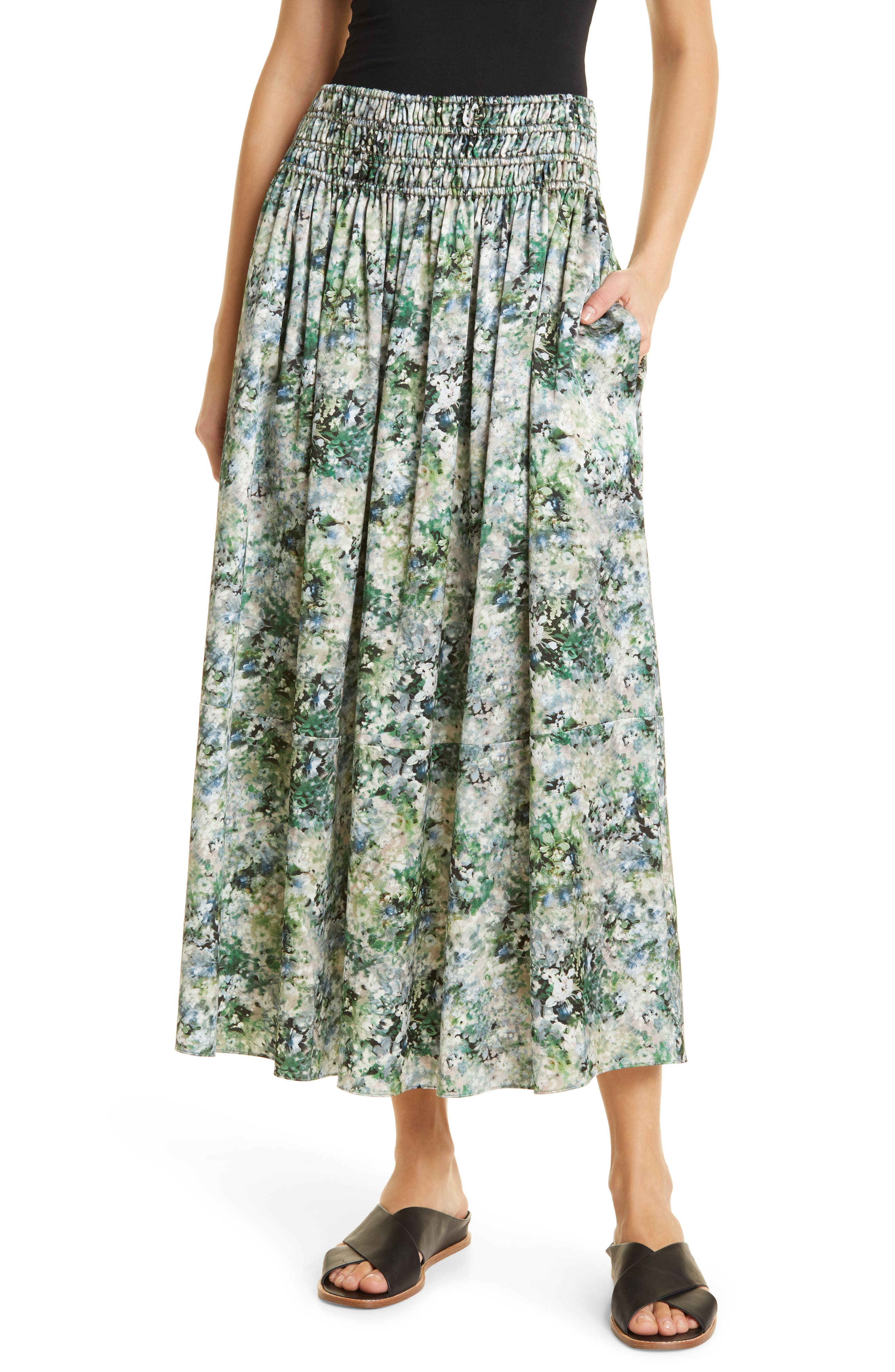 ハイ スカート ボトムス レディース Midi Skirts Dark Green ボトムス