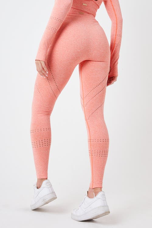 Shop Twill Active Recyled Seamless Marl Laser Cut Leggings In Coral