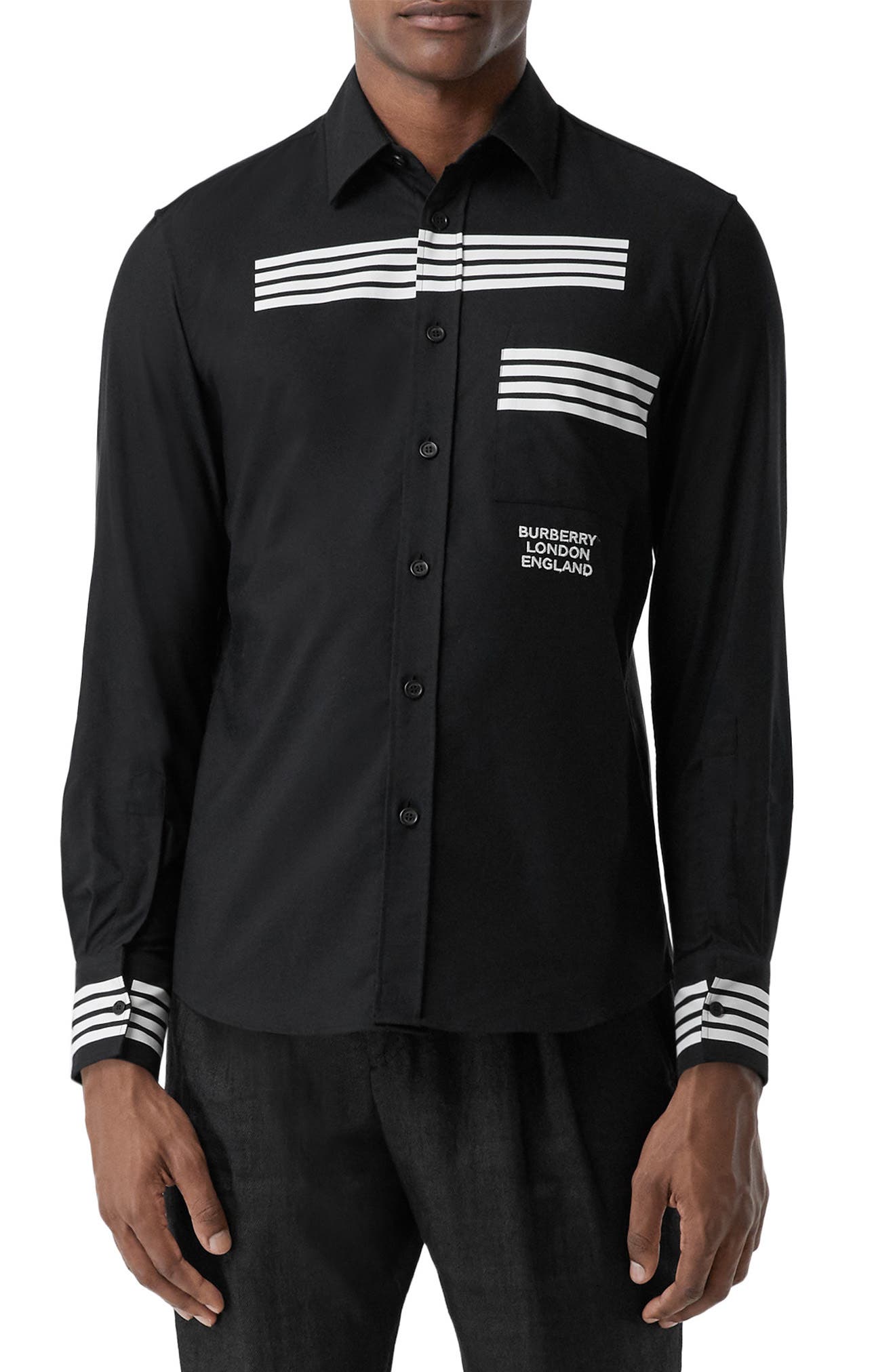 burberry button up black