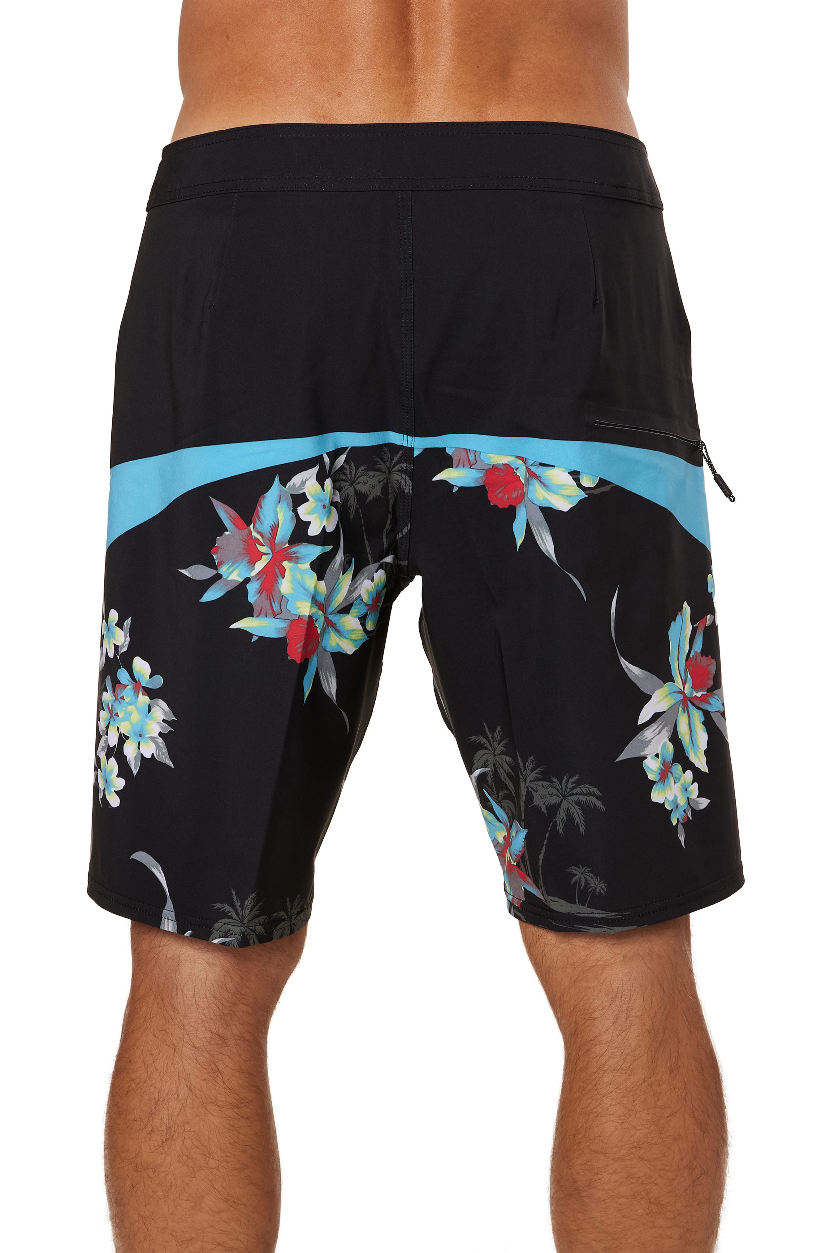 patterned board shorts