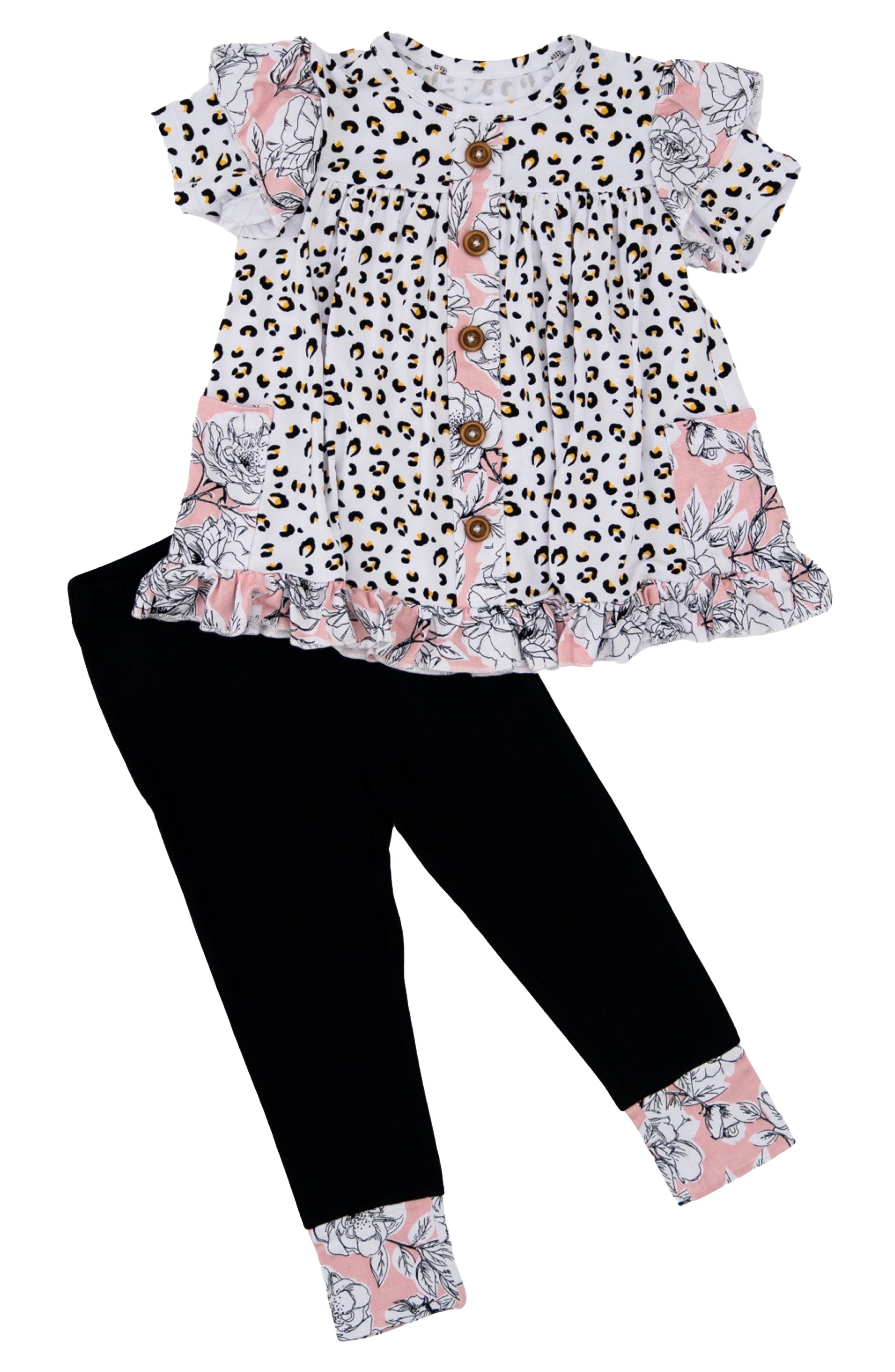 Laree + Co Allie Peplum Top & Leggings Set in White 