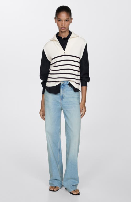 Mango Rizon Sweater Vest In Ivory/navy Stripe