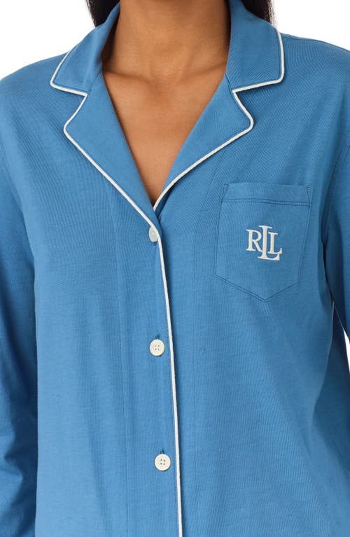 Shop Lauren Ralph Lauren Cotton Blend Pajamas In Blue