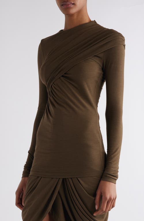 Shop Isabel Marant Asna Draped Long Sleeve Top In Bronze