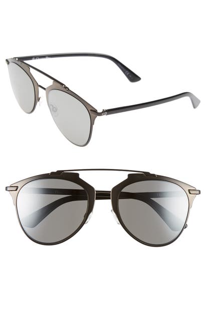 Dior Reflected 52mm Brow Bar Sunglasses - Black/ Black Mirror