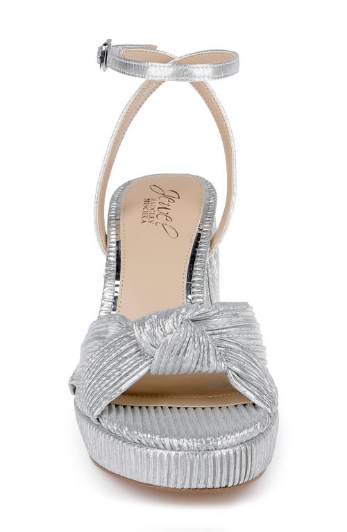 Jewel Badgley Mischka Tyler Ankle Strap Platform Sandal In Silver/fabric