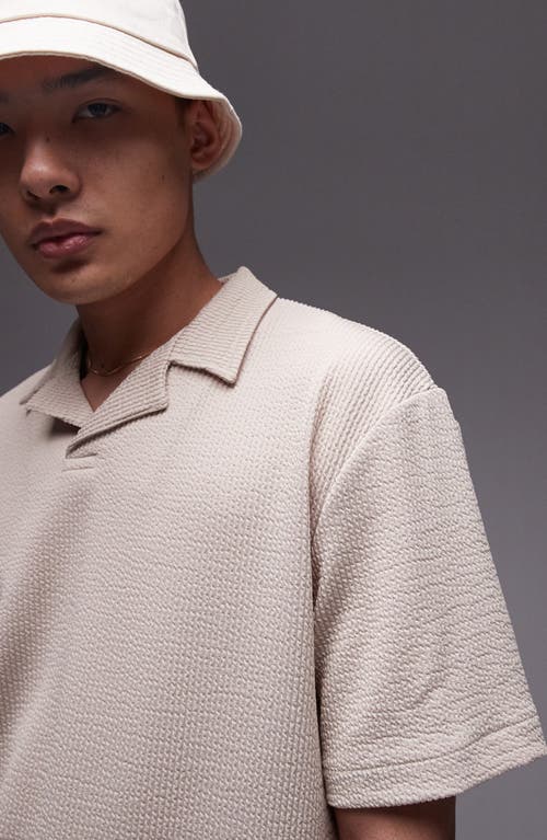 Shop Topman Crinkle Oversize Polo In Cream