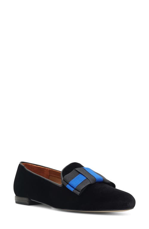 Jon Josef Gatsby Bow Velvet Venetian Loafer In Black Velvet