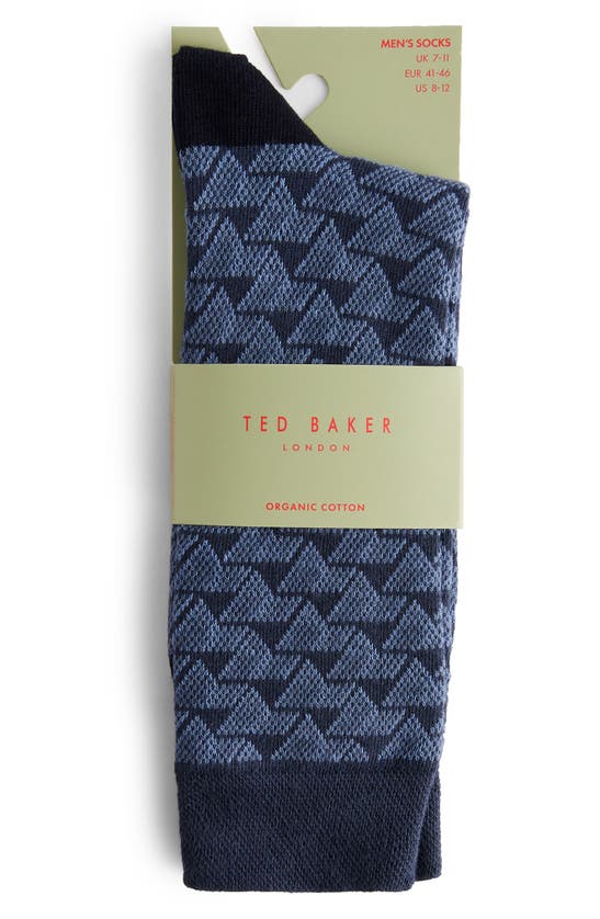 Shop Ted Baker Sokksev Geo Pattern Dress Socks In Blue