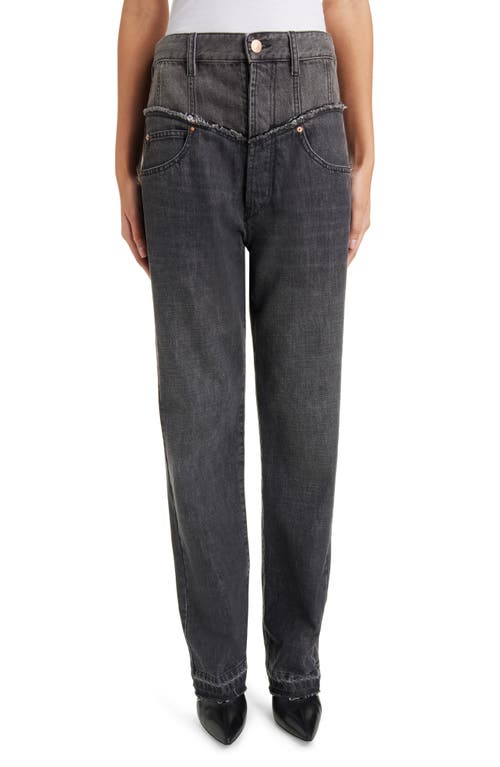 Isabel Marant Noemie Two Tone Fray Hem Nonstretch Jeans in Faded Black at Nordstrom, Size 8 Us