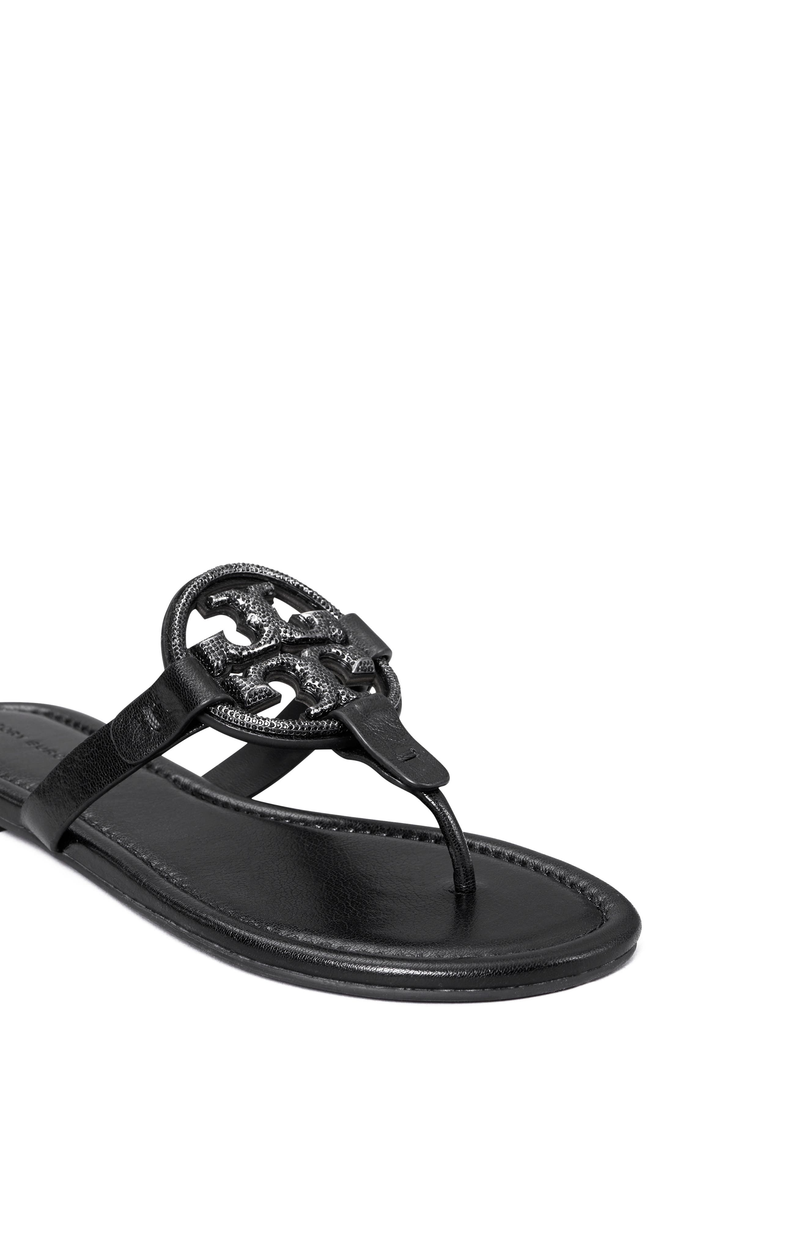 tory burch miller pave logo slide thong sandals