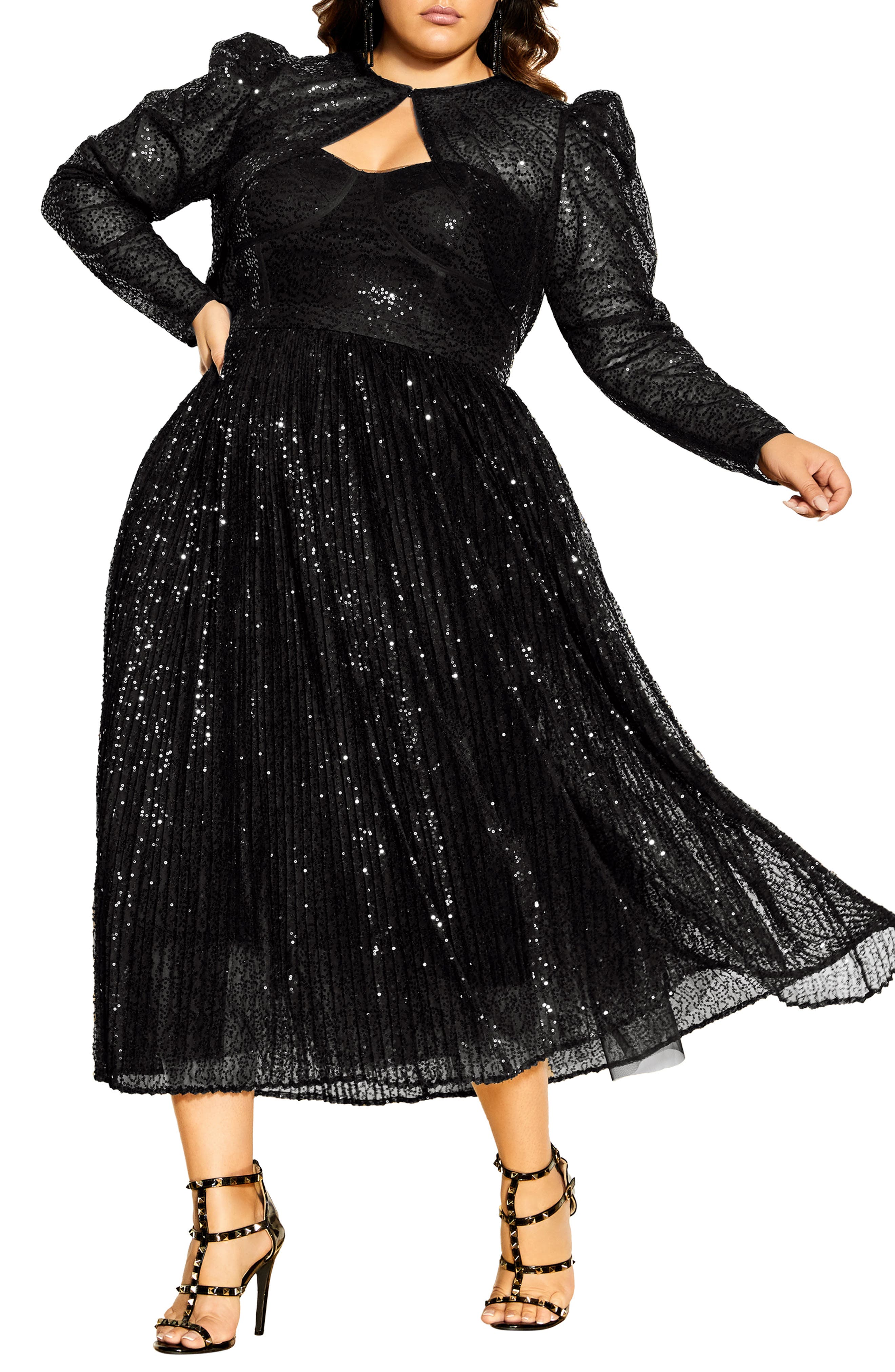 City Chic Sequin Sheer Crop Jacket | Nordstrom