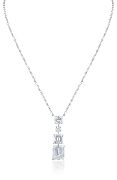 Shop Cz By Kenneth Jay Lane Modern Cubic Zirconia Drop Necklace In Clear/silver