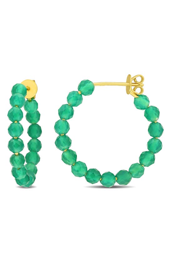 Delmar Faceted Hoop Earrings In Green Onyx