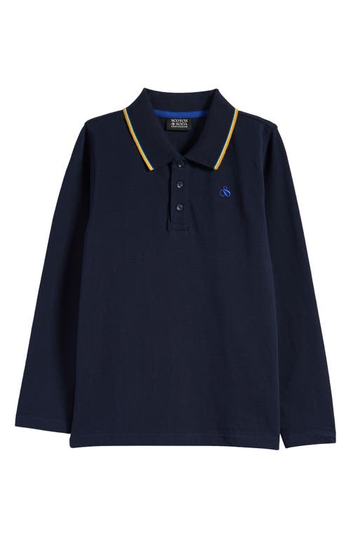 SCOTCH & SODA SCOTCH & SODA KIDS' TIPPED LONG SLEEVE COTTON POLO 