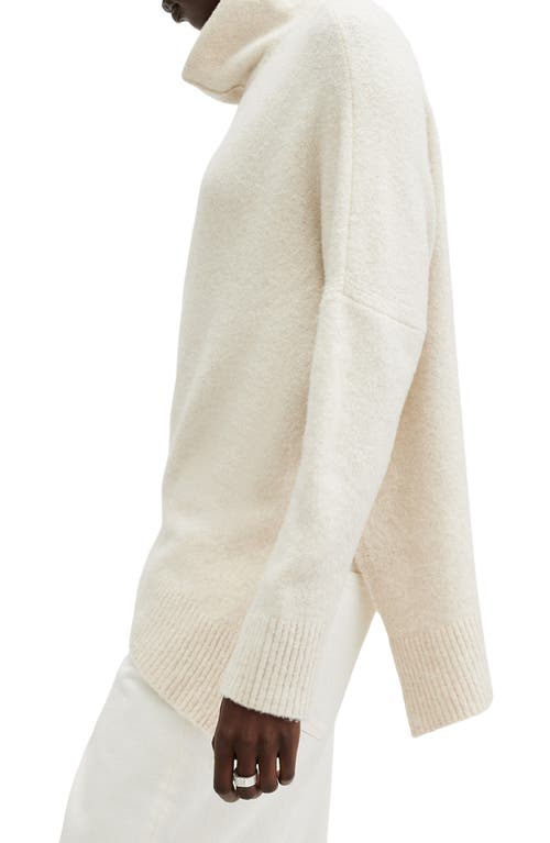Allsaints Lock Roll Neck Asymmetric Sweater In Chalk White