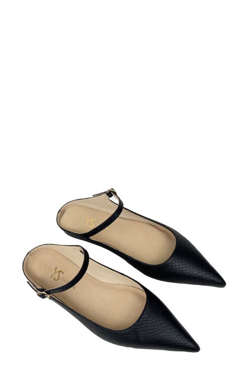 Yosi Samra Vida Pointed Toe Mule in Black Snake 