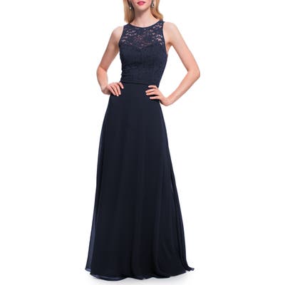#levkoff Lace Bodice Chiffon Gown