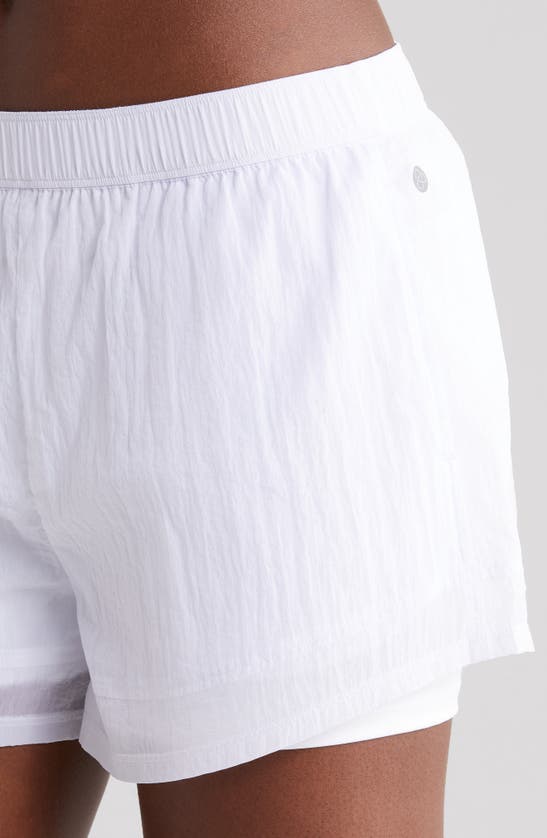 Shop Zella Expression Double Sheer Shorts In White