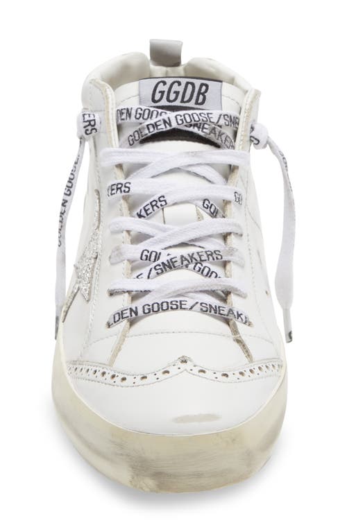 Golden Goose Mid Star Crystal Embellished Sneaker In White/silver/grey