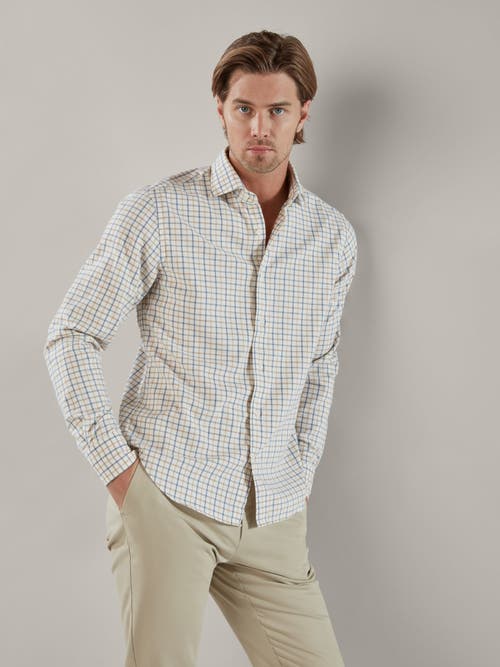 Shop Robert Talbott Pearce Brushed Plaid Shirt In Blue/tan/cream