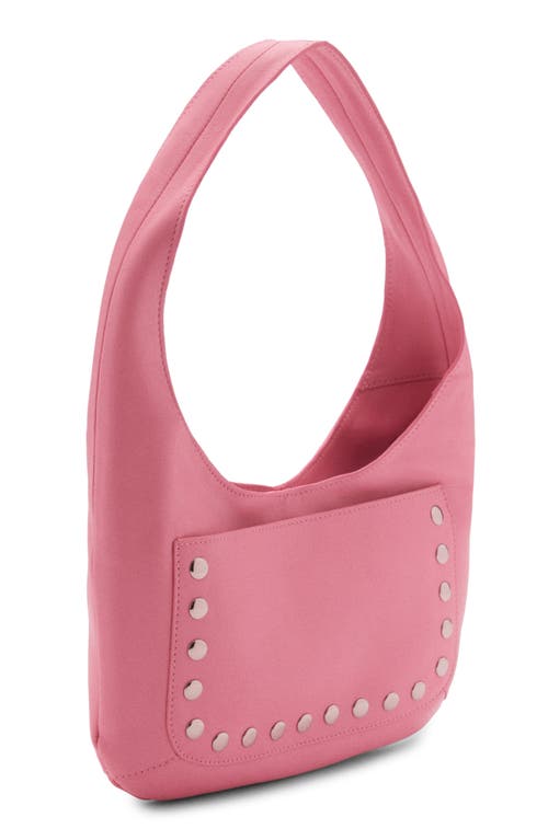 Shop Mango Studded Hobo Bag In Bubblegum Pink