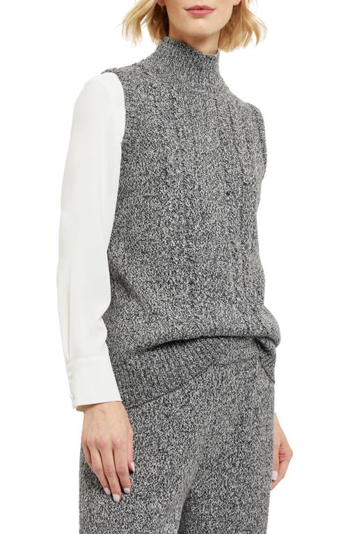 Shop Misook Cable Knit Sleeveless Top In Black/new Ivory