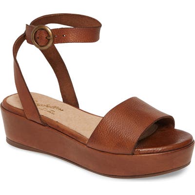 Seychelles Monogram Platform Ankle Strap Sandal, Brown