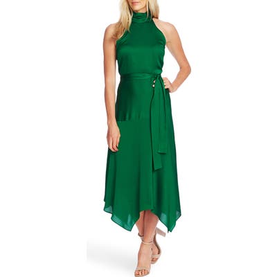 Vince Camuto Hammer Satin Sleeveless Midi Dress, Green