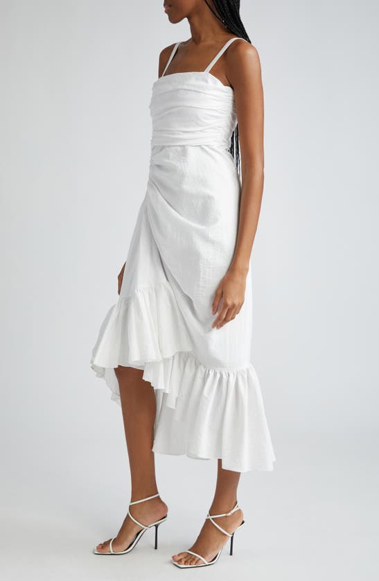Shop Cinq À Sept Zinnia Ruched Ruffle Dress In White