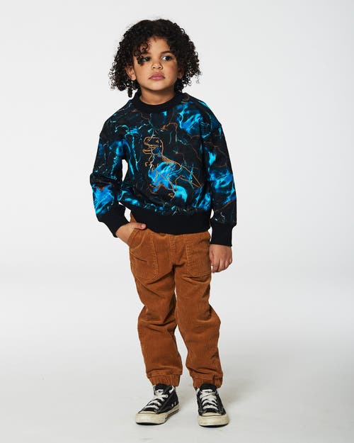 Shop Deux Par Deux Boy's Printed Fleece Sweatshirt Blue Storm In Anthracite