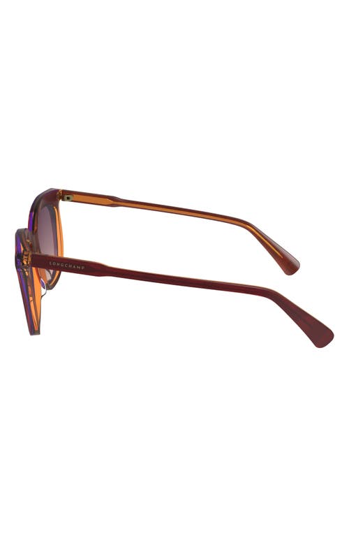 Longchamp 53mm Gradient Cat Eye Sunglasses In Dark Rose/peach