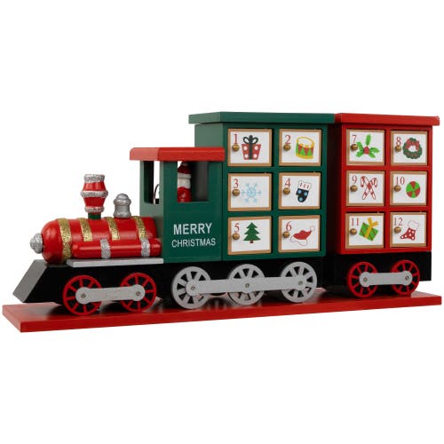 NORTHLIGHT NORTHLIGHT 16.5" LOCOMOTIVE TRAIN WOODEN CHRISTMAS ADVENT CALENDAR 